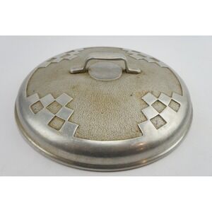 Vintage Balco Hammered Aluminum Pot Lid Checkerboard Art Deco 12"